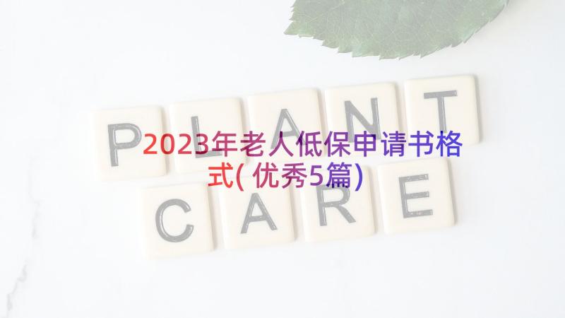 2023年老人低保申请书格式(优秀5篇)