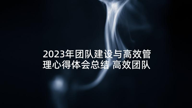 2023年团队建设与高效管理心得体会总结 高效团队管理心得体会(模板5篇)