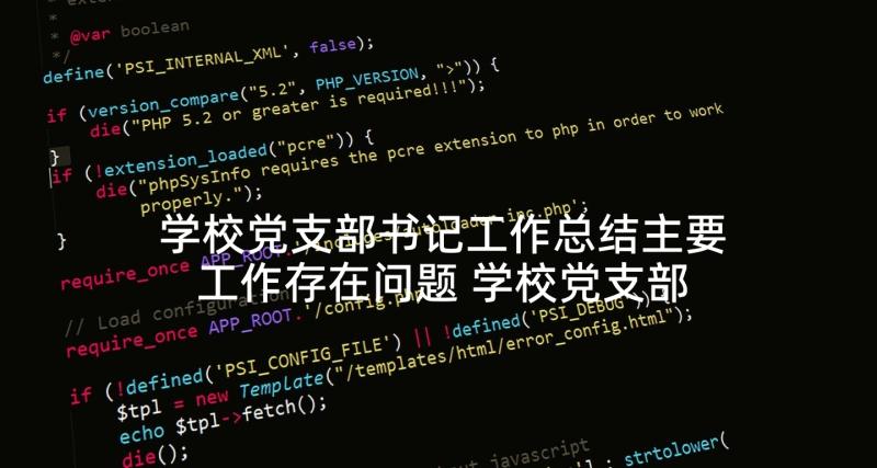 学校党支部书记工作总结主要工作存在问题 学校党支部书记个人工作总结(汇总5篇)