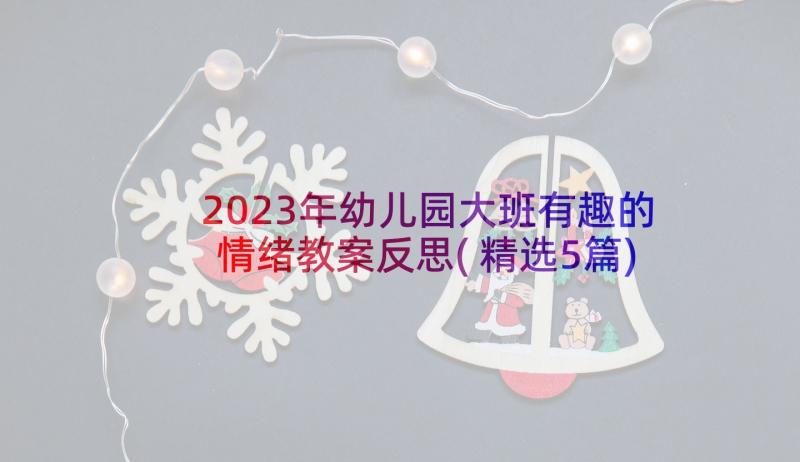 2023年幼儿园大班有趣的情绪教案反思(精选5篇)