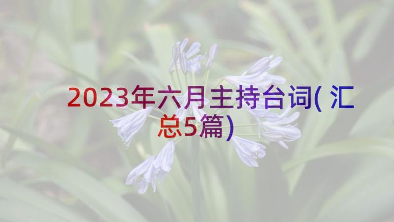 2023年六月主持台词(汇总5篇)