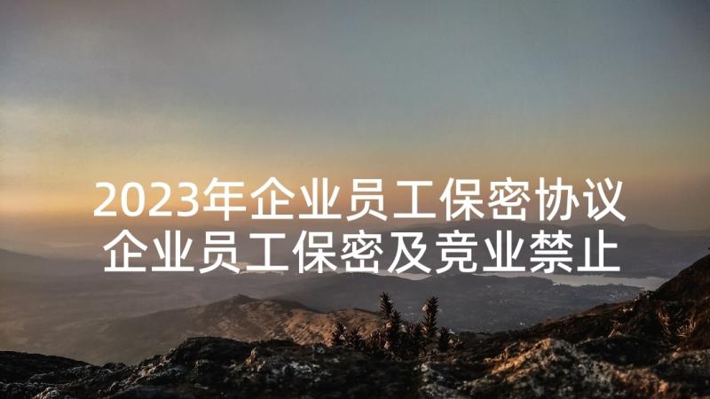 2023年企业员工保密协议 企业员工保密及竞业禁止协议书(优质5篇)