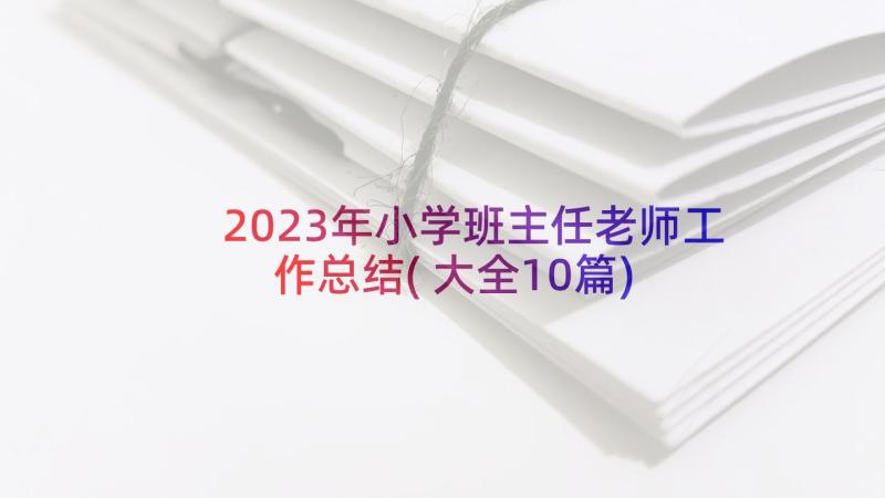 2023年小学班主任老师工作总结(大全10篇)