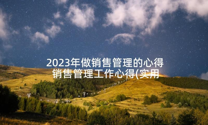 2023年做销售管理的心得 销售管理工作心得(实用9篇)