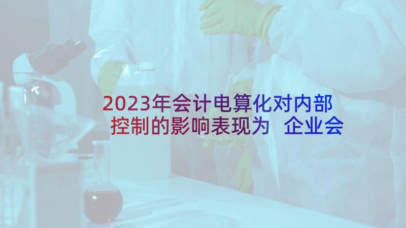 2023年会计电算化对内部控制的影响表现为 企业会计电算化内部控制管理浅谈论文(精选5篇)