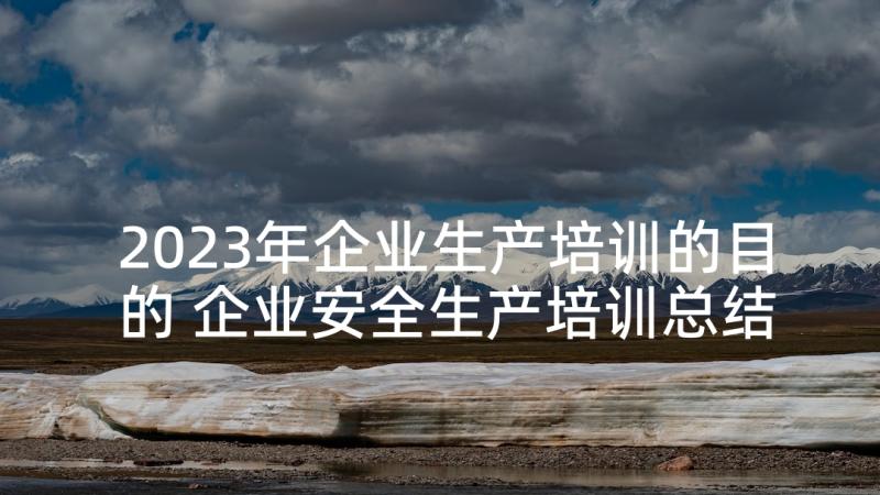 2023年企业生产培训的目的 企业安全生产培训总结(优质10篇)