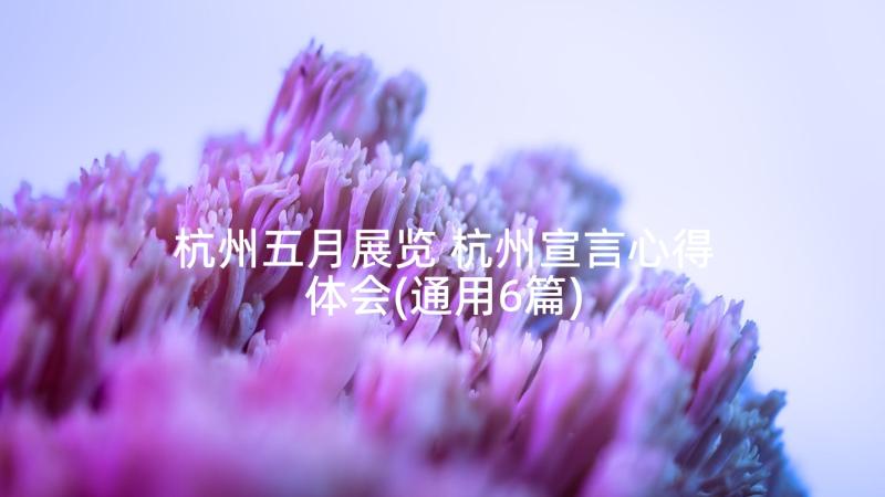 杭州五月展览 杭州宣言心得体会(通用6篇)