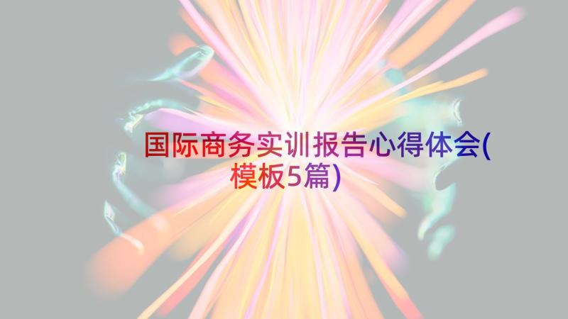 国际商务实训报告心得体会(模板5篇)