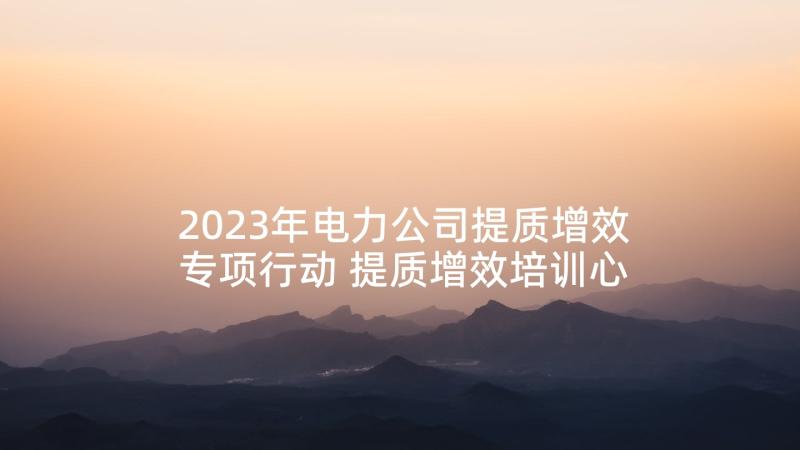 2023年电力公司提质增效专项行动 提质增效培训心得体会(汇总5篇)