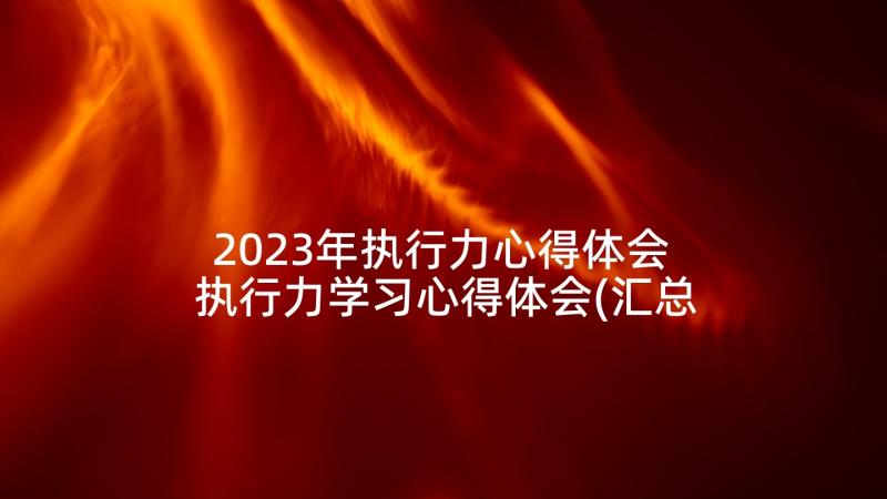 2023年执行力心得体会 执行力学习心得体会(汇总7篇)