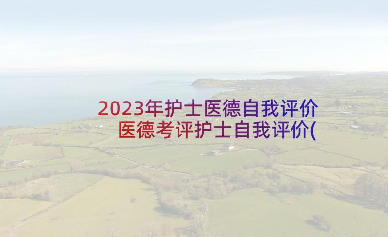 2023年护士医德自我评价 医德考评护士自我评价(优秀5篇)