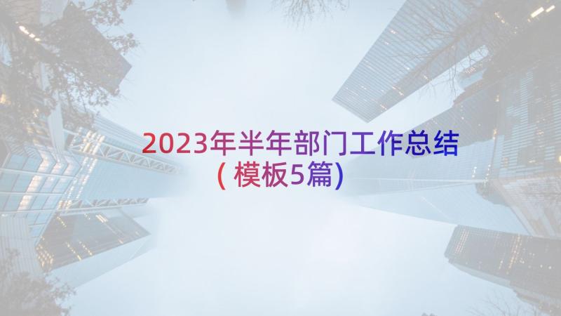 2023年半年部门工作总结(模板5篇)