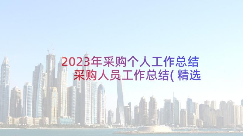 2023年采购个人工作总结 采购人员工作总结(精选6篇)