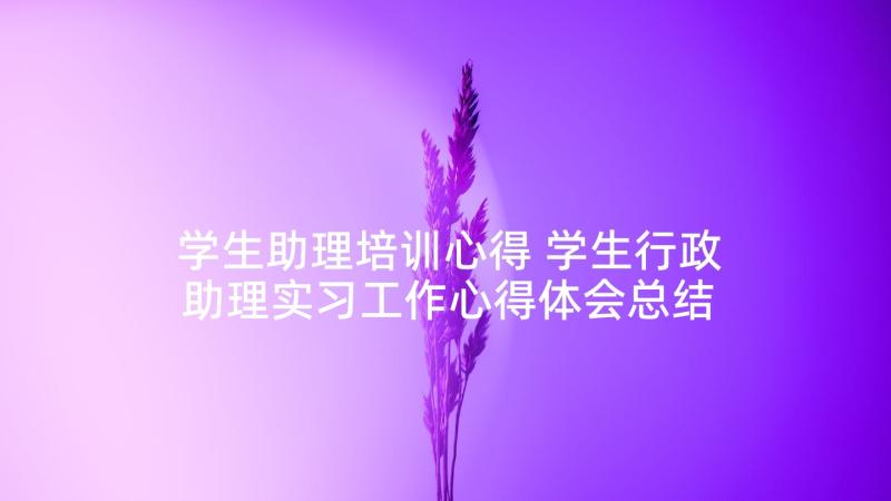 学生助理培训心得 学生行政助理实习工作心得体会总结(精选5篇)