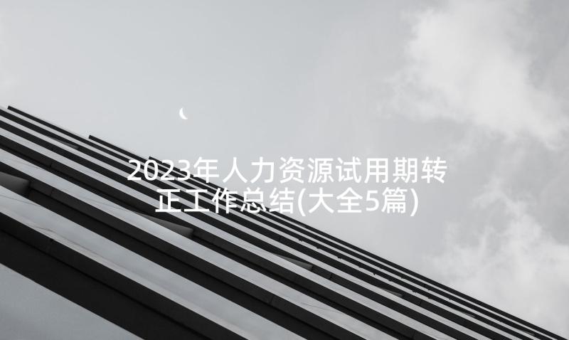 2023年人力资源试用期转正工作总结(大全5篇)