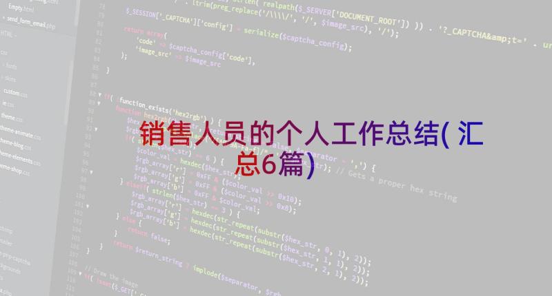 销售人员的个人工作总结(汇总6篇)