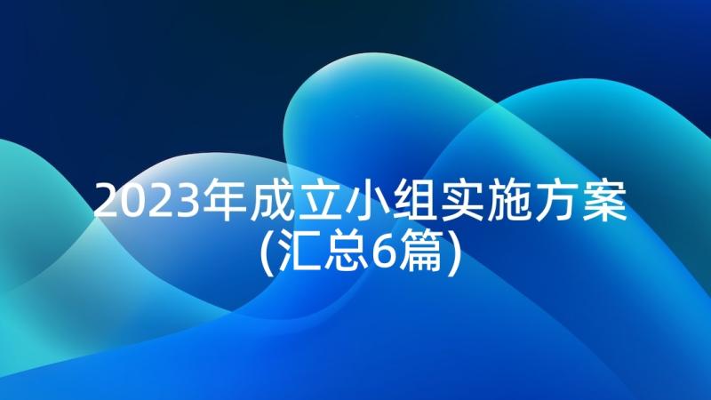 2023年成立小组实施方案(汇总6篇)