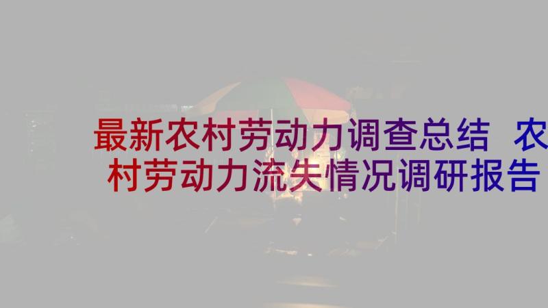 最新农村劳动力调查总结 农村劳动力流失情况调研报告(模板5篇)