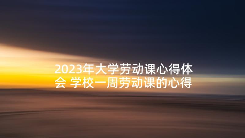 2023年大学劳动课心得体会 学校一周劳动课的心得体会(优质5篇)