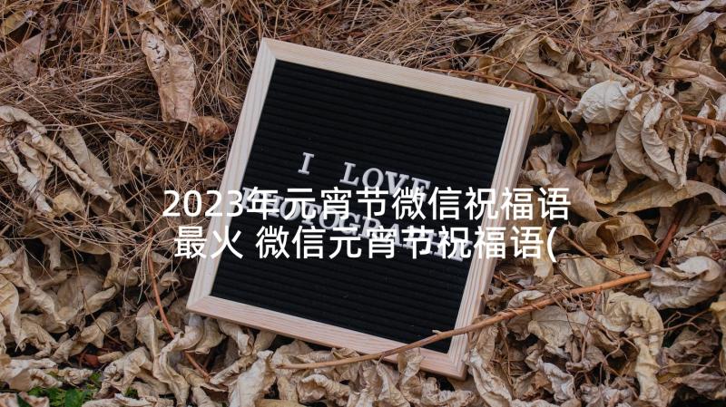2023年元宵节微信祝福语最火 微信元宵节祝福语(精选10篇)