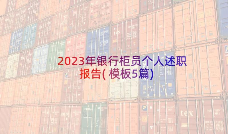 2023年银行柜员个人述职报告(模板5篇)