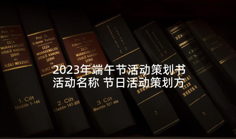 2023年端午节活动策划书活动名称 节日活动策划方案(模板7篇)