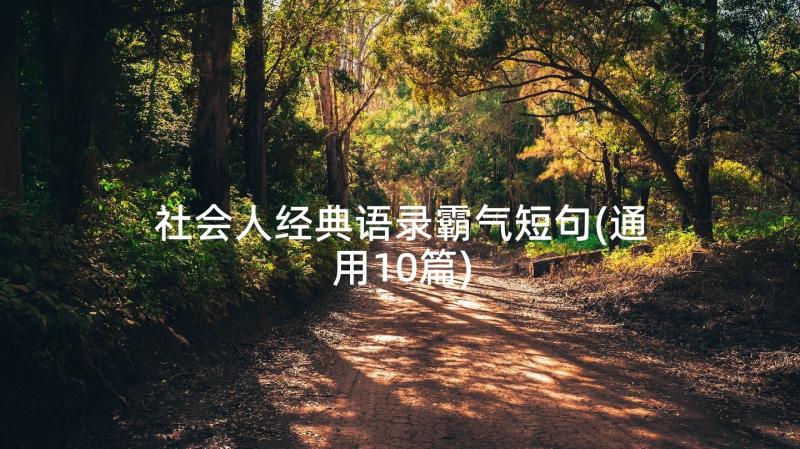 社会人经典语录霸气短句(通用10篇)