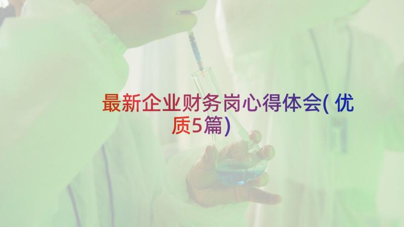 最新企业财务岗心得体会(优质5篇)