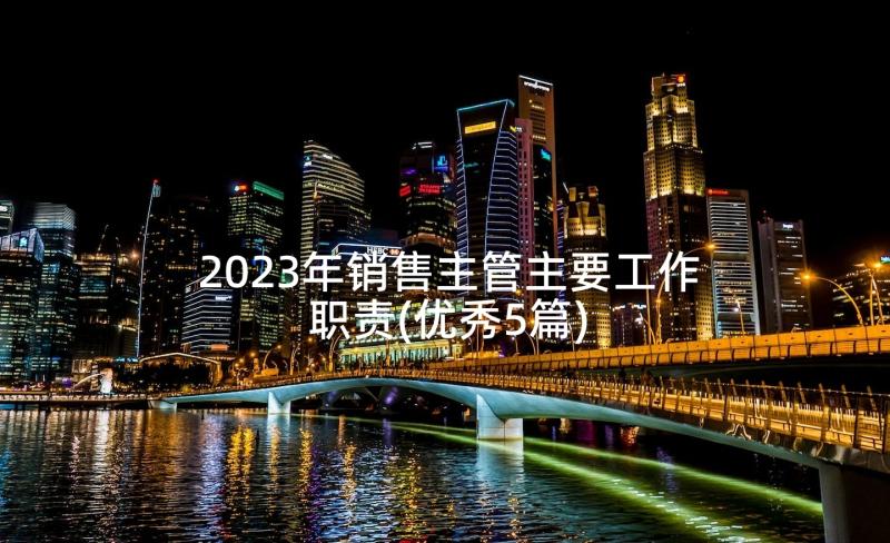 2023年销售主管主要工作职责(优秀5篇)