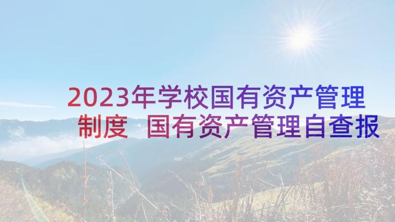 2023年学校国有资产管理制度 国有资产管理自查报告(大全5篇)