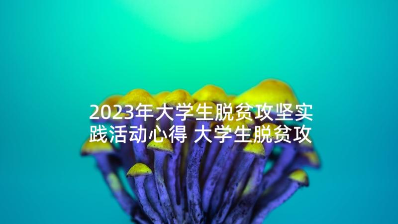 2023年大学生脱贫攻坚实践活动心得 大学生脱贫攻坚心得体会(大全5篇)