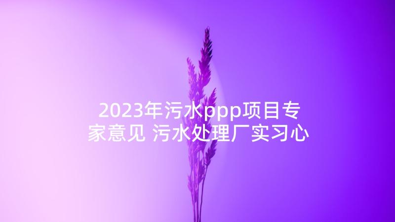 2023年污水ppp项目专家意见 污水处理厂实习心得(通用6篇)