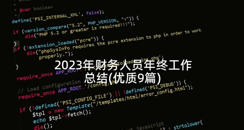 2023年财务人员年终工作总结(优质9篇)