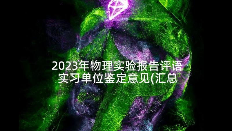 2023年物理实验报告评语 实习单位鉴定意见(汇总7篇)