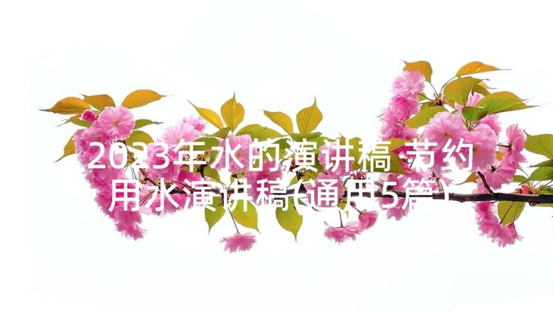 2023年水的演讲稿 节约用水演讲稿(通用5篇)