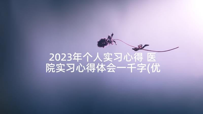 2023年个人实习心得 医院实习心得体会一千字(优质5篇)