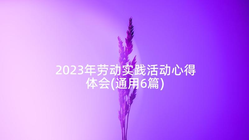 2023年劳动实践活动心得体会(通用6篇)