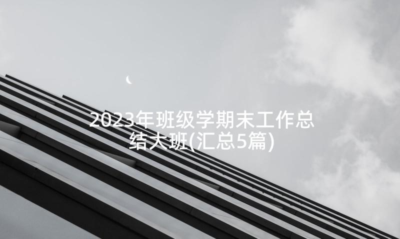 2023年班级学期末工作总结大班(汇总5篇)