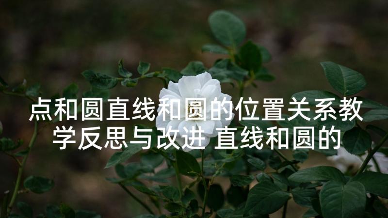 点和圆直线和圆的位置关系教学反思与改进 直线和圆的位置关系教学反思(精选5篇)