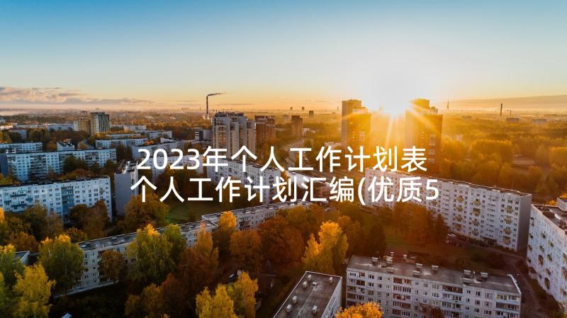 2023年个人工作计划表 个人工作计划汇编(优质5篇)