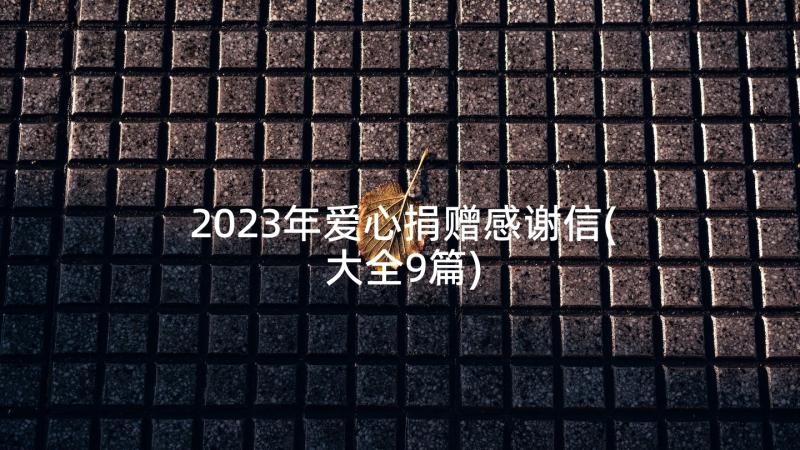 2023年爱心捐赠感谢信(大全9篇)