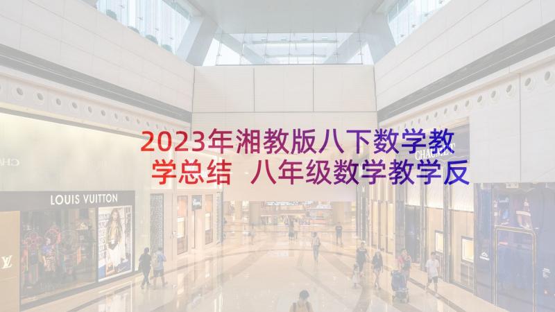 2023年湘教版八下数学教学总结 八年级数学教学反思(实用9篇)