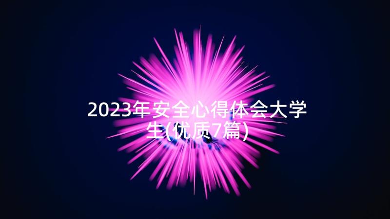 2023年安全心得体会大学生(优质7篇)