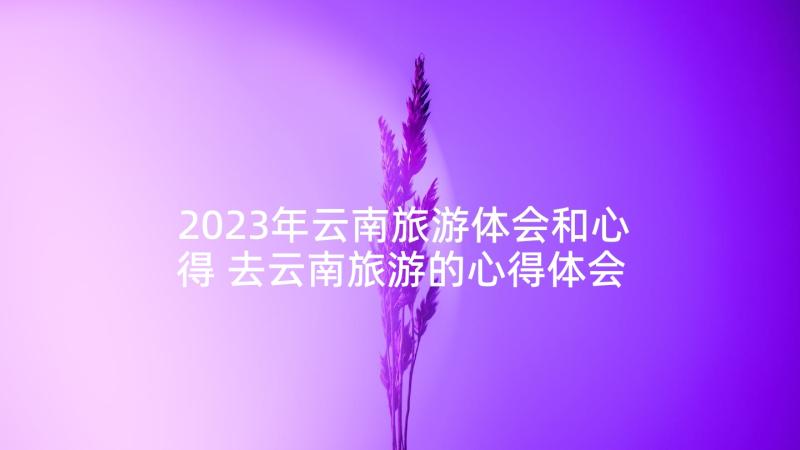 2023年云南旅游体会和心得 去云南旅游的心得体会(汇总5篇)