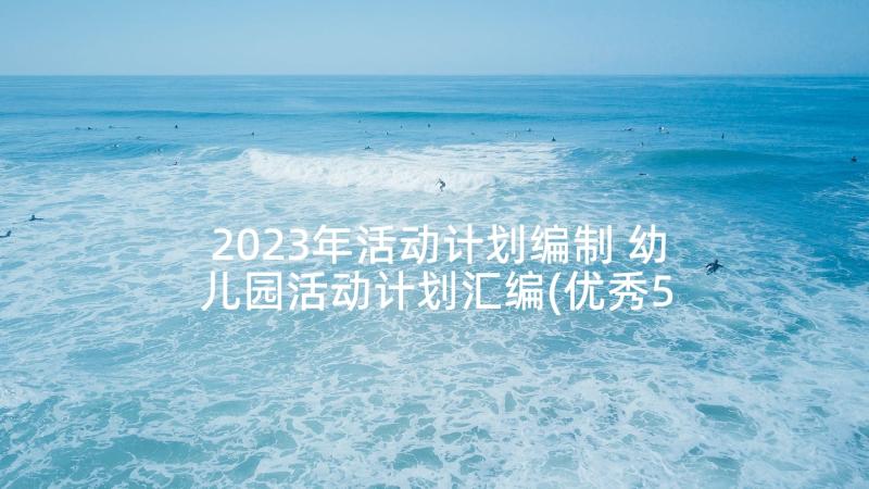 2023年活动计划编制 幼儿园活动计划汇编(优秀5篇)