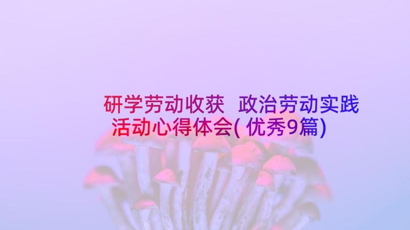 研学劳动收获 政治劳动实践活动心得体会(优秀9篇)