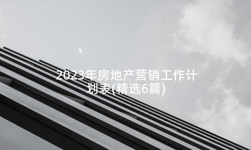 2023年房地产营销工作计划表(精选6篇)