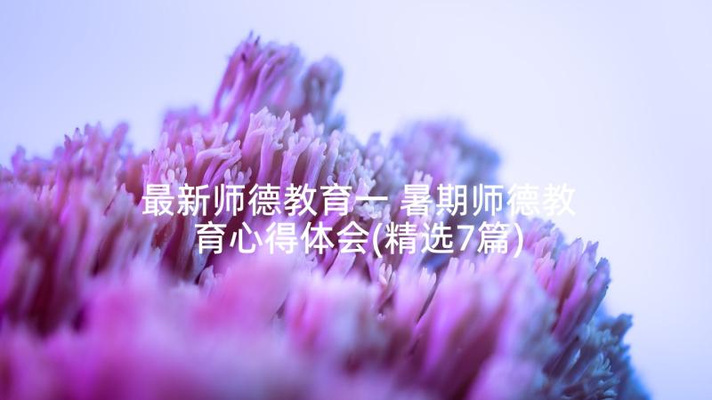 最新师德教育一 暑期师德教育心得体会(精选7篇)