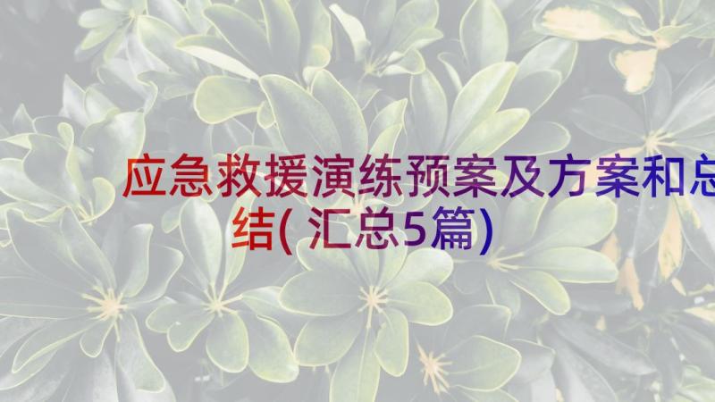 应急救援演练预案及方案和总结(汇总5篇)