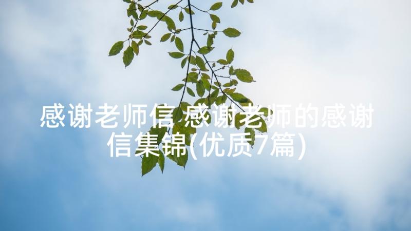 感谢老师信 感谢老师的感谢信集锦(优质7篇)